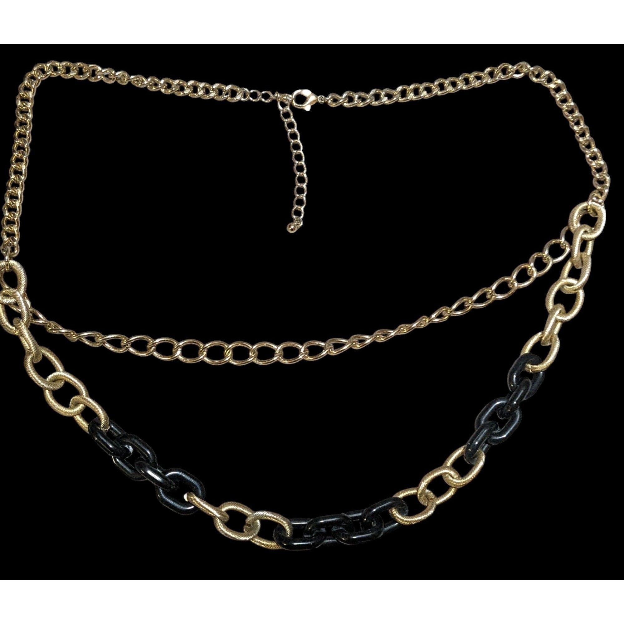 Other 80s Glam Black and Gold Chunky Multilayer Chain Necklace Size ONE SIZE - 2 Thumbnail