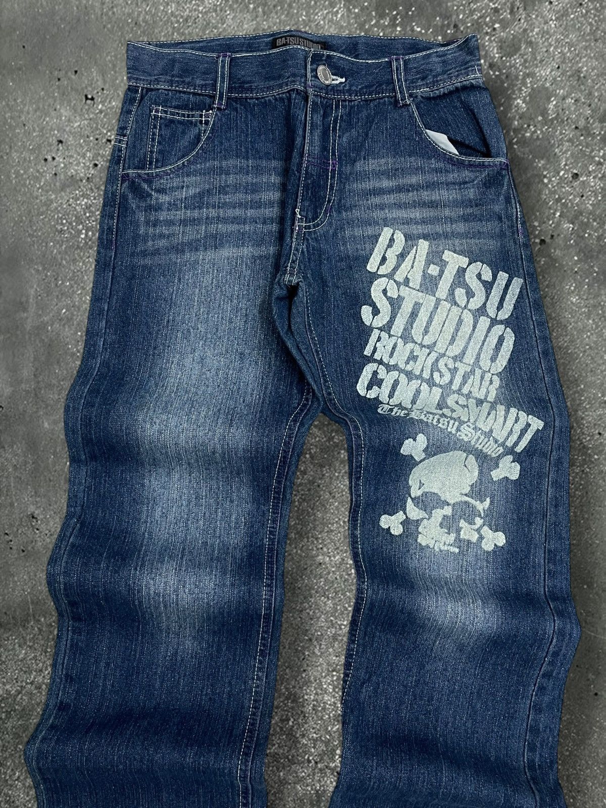 Japanese Brand Vintage Japan Iconic Streetwear Ba-tsu Skull CoolSwart Denim Size US 27 - 6 Thumbnail