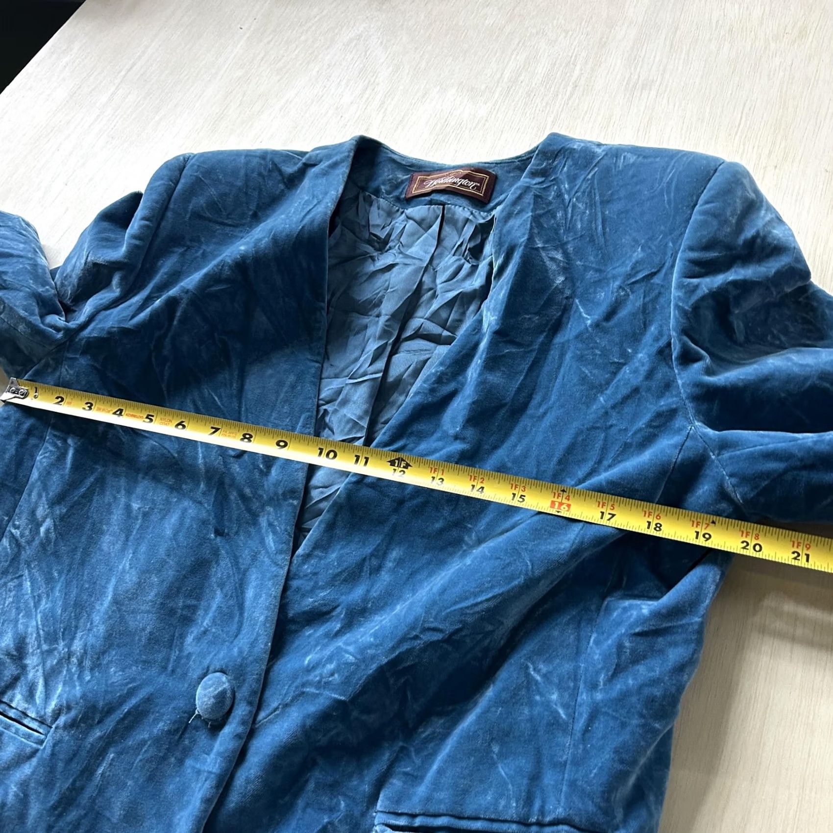 Worthington VINTAGE Worthington Blazer Jacket Womens 16 Blue Velvet Lined Party USA Blazer Womens Size 16 Blue Velvet Lined Party/Cocktail Size XXL / US 16-18 / IT 52-54 - 4 Thumbnail