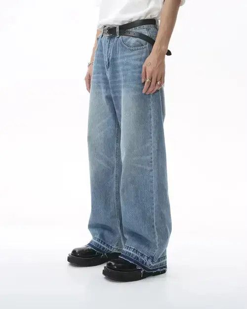 Jean Distressed Hem Washed Jeans Size US 30 / EU 46 - 2 Thumbnail