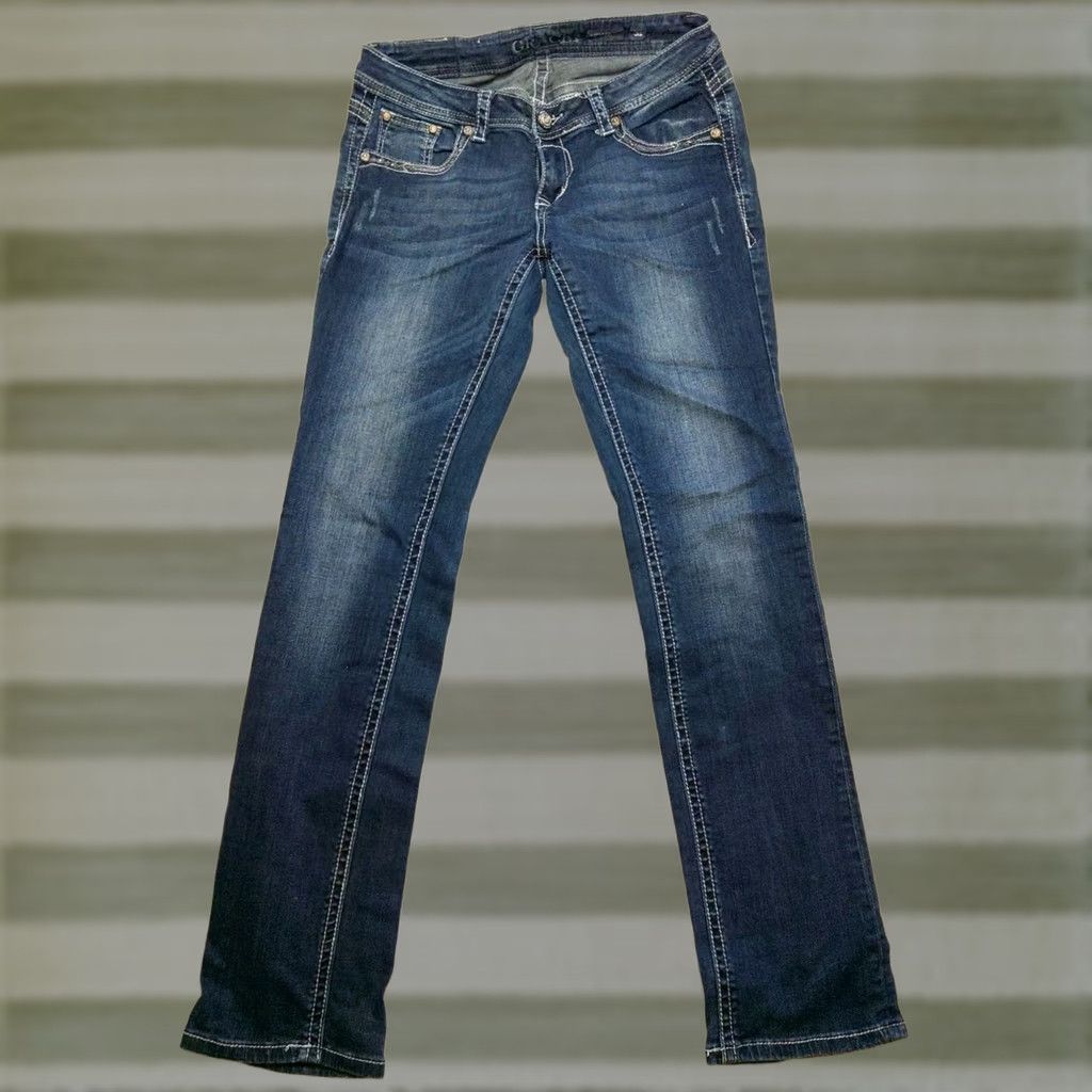 Grace in LA Grace In LA Jeans Women Straight 5-Pocket Denim Blue 31x32 Regular Size Cotton Blend Embroidered Rise Mid Vintage: No Mens Womens Girls Size 24" / US 00 / IT 34 - 1 Thumbnail
