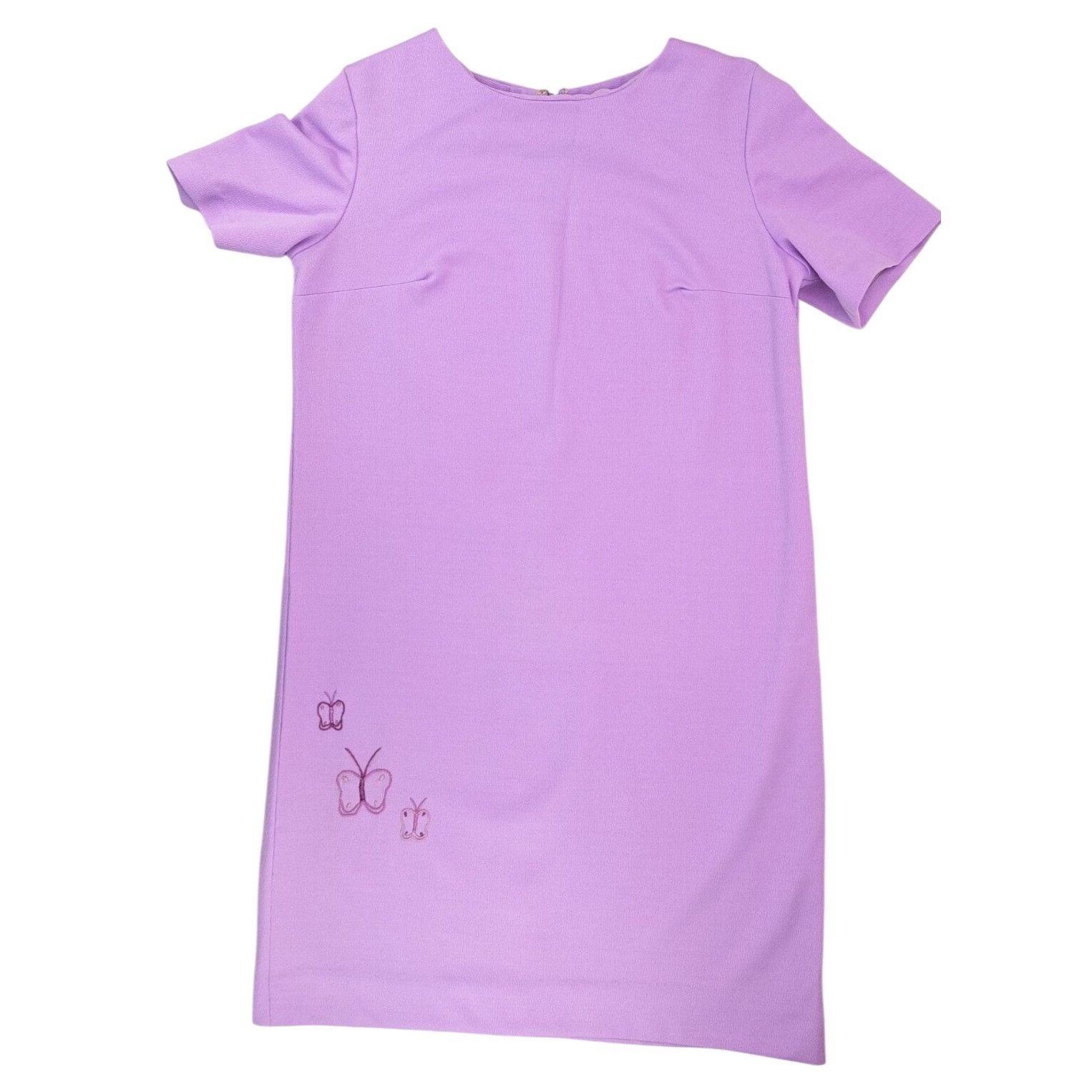 Handmade Vintage Handmade Lavender Shift Dress Butterfly 1970s Large Size L / US 10 / IT 46 - 1 Thumbnail