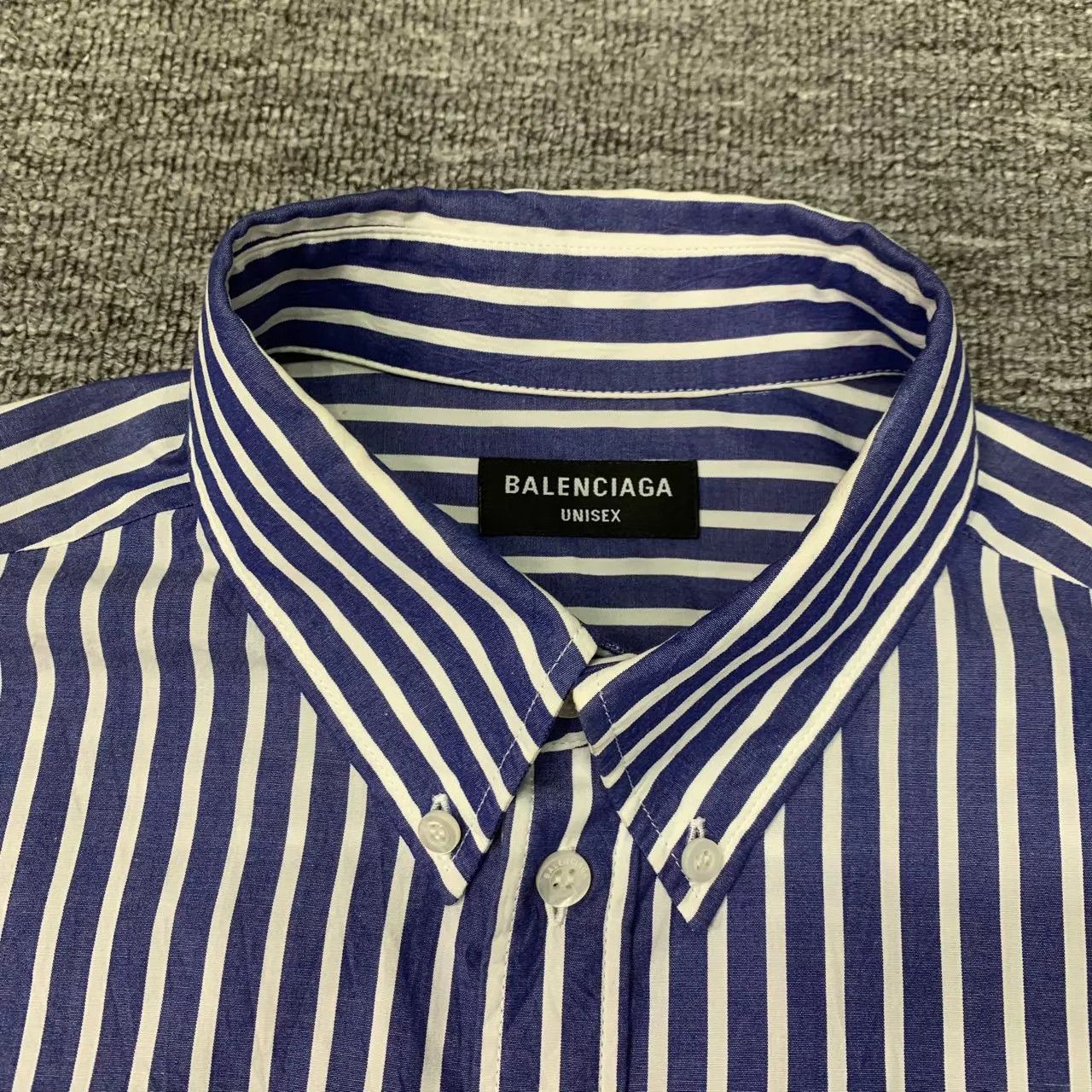 Balenciaga Balenciaga Blue Stripe Lock Embr 2P ShortSleeve Shirt 37 95new Size US XS / EU 42 / 0 - 7 Thumbnail