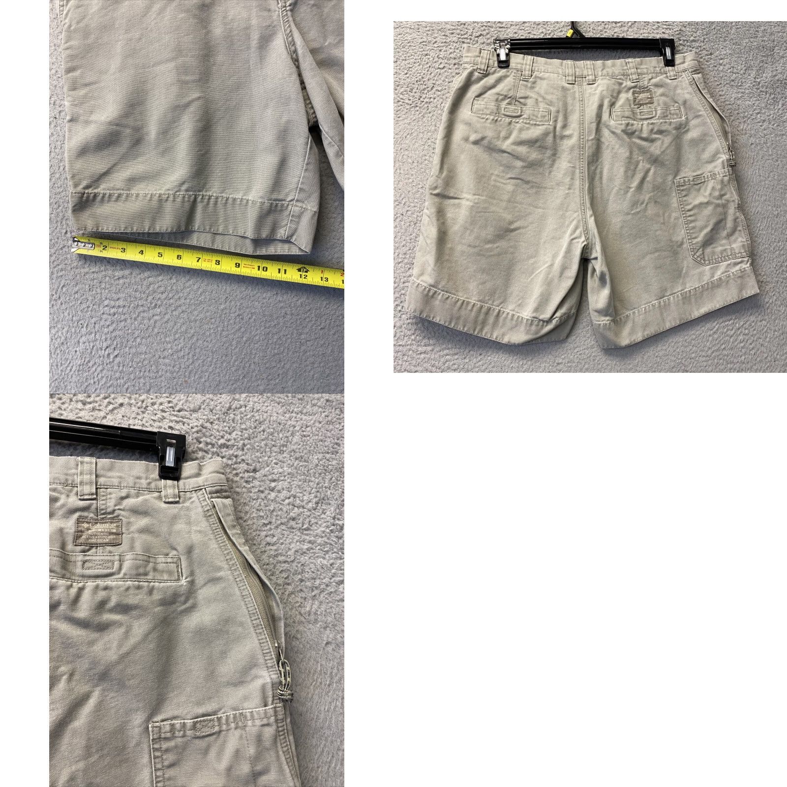 Vintage Columbia Mens Shorts Hiking Size 36 Cotton Tan/Light Green Zip Pockets 8in Inseam Regular Fit Outdoor Casual Size US 36 / EU 52 - 8 Thumbnail