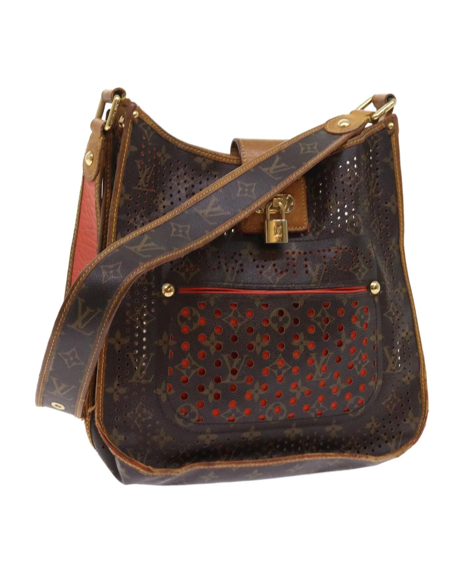 image of Louis Vuitton Monogram Perfo Musette Shoulder Bag In Orange, Women's