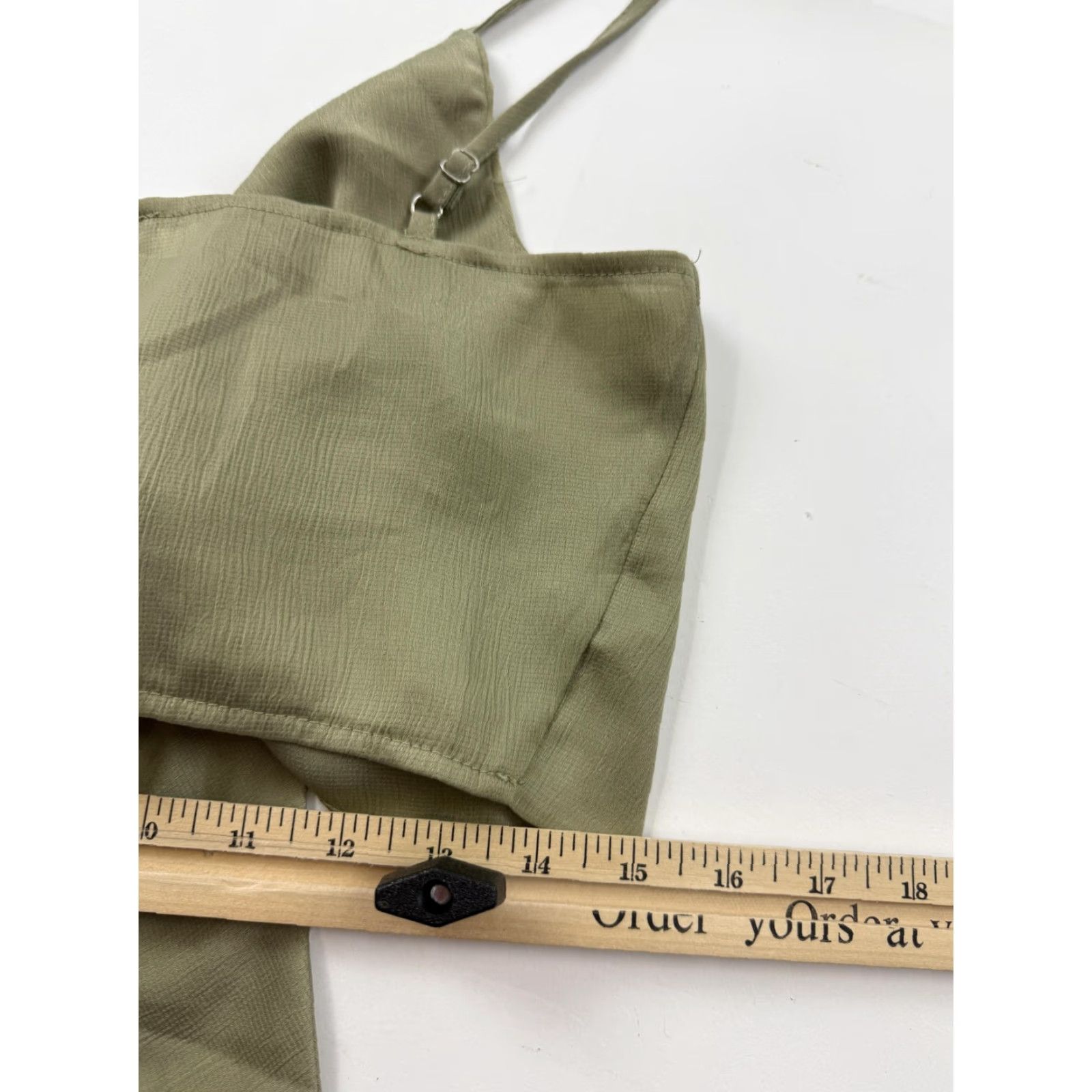 PRINCESS POLLY Princess Polly Tank Top Womens 6 Green V Neck Tie Front Adjustable Straps Camisole Tank Top Camisole Sleeveless Shirt Womens Size M / US 6-8 / IT 42-44 - 4 Thumbnail