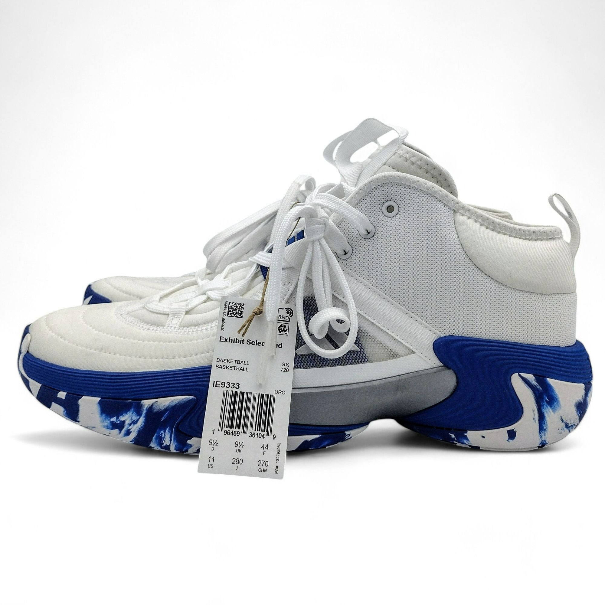 Adidas Adidas Exhibit Select Basketball Shoes White/Blue Marble NEW Size US 11 / EU 44 - 3 Thumbnail