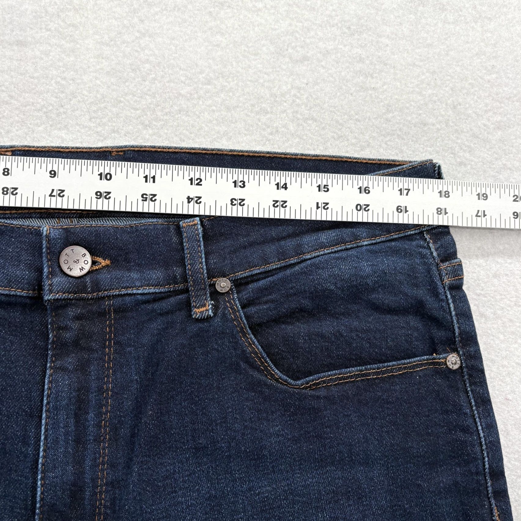 Mott & Bow Mott & Bow Jeans Slim Mens 35x34 Blue Dark Wash Denim Pants Slim Stretch Cotton Blend Pockets Zip 35 Inseam Straight Size US 35 - 7 Thumbnail