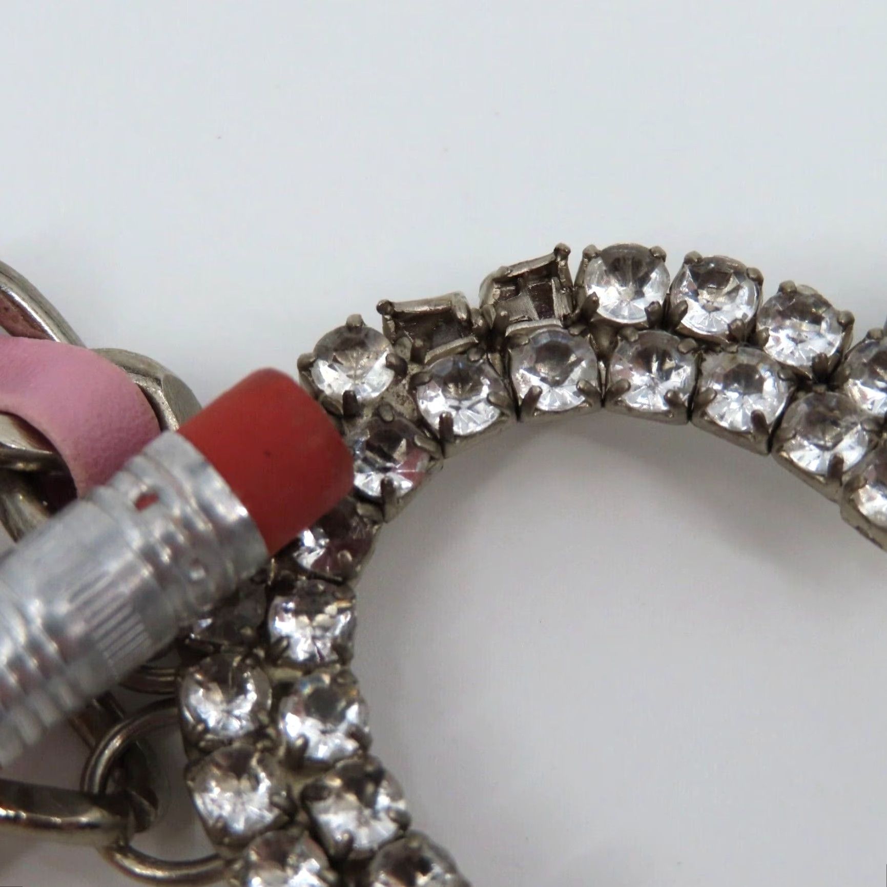 Vintage VINTAGE Silver Tone Metal Rhinestone Heart Chain Waist Belt Womens OSFM One Size Size ONE SIZE - 4 Thumbnail
