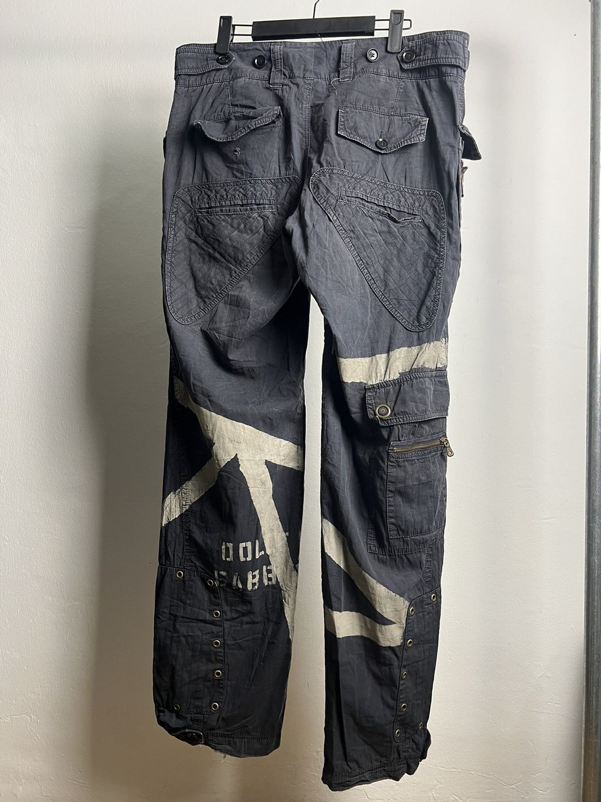 Dolce & Gabbana SS04 Dolce&Gabba Reinforced Black Painted Cargo Pants Size US 36 / EU 52 - 5 Thumbnail