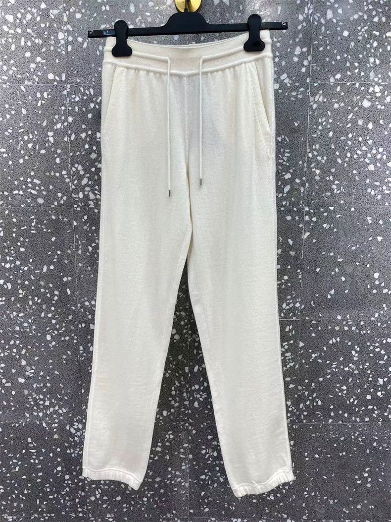 Loro Piana LORO PIANA White cashmere knit casual pants Size 27" / US 4 / IT 40 - 4 Thumbnail