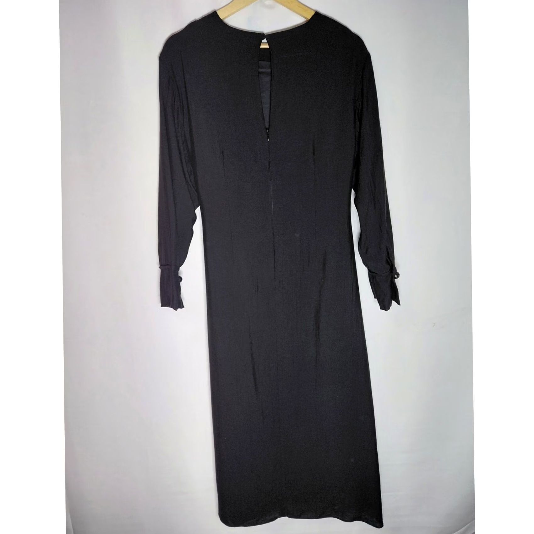 Massimo Dutti Massimo Dutti Black Long Sleeve Dress Solid Crew Neck Midi Women Size L Size L / US 10 / IT 46 - 2 Thumbnail
