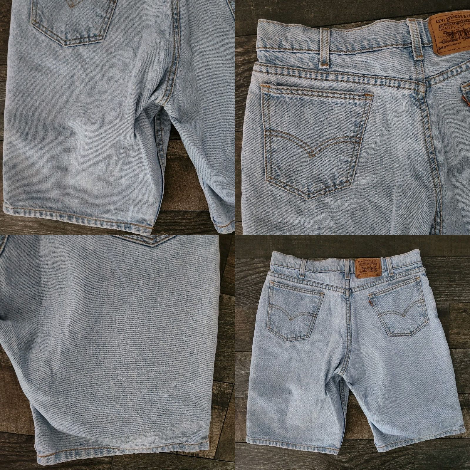 Levi's VINTAGE Levis 550 Relaxed Fit Orange Tab Shorts 34 Men Light Blue Bermuda 90s Jorts Mens Size US 34 / EU 50 - 8 Thumbnail