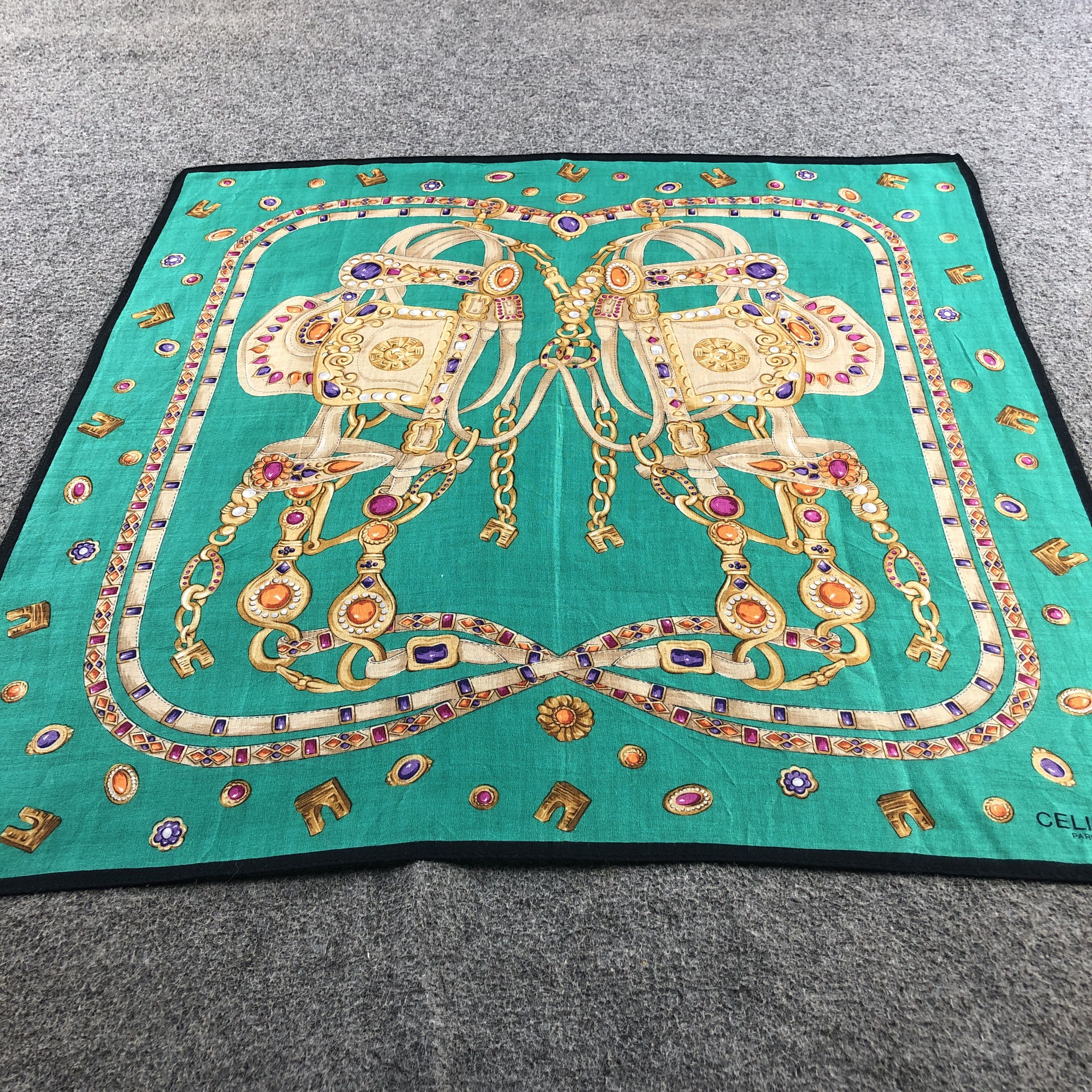 Celine Celine Luxury Handkerchief Neckerchief Bandana H2643 Size ONE SIZE - 4 Thumbnail
