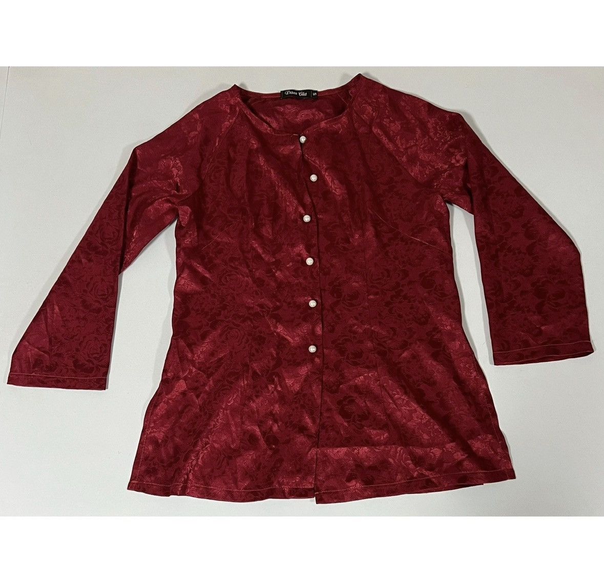 I.AM.GIA Red Victorian Floral Satin Cardigan Shirt Top Blouse Size S♥️ Size S / US 4 / IT 40 - 4 Thumbnail