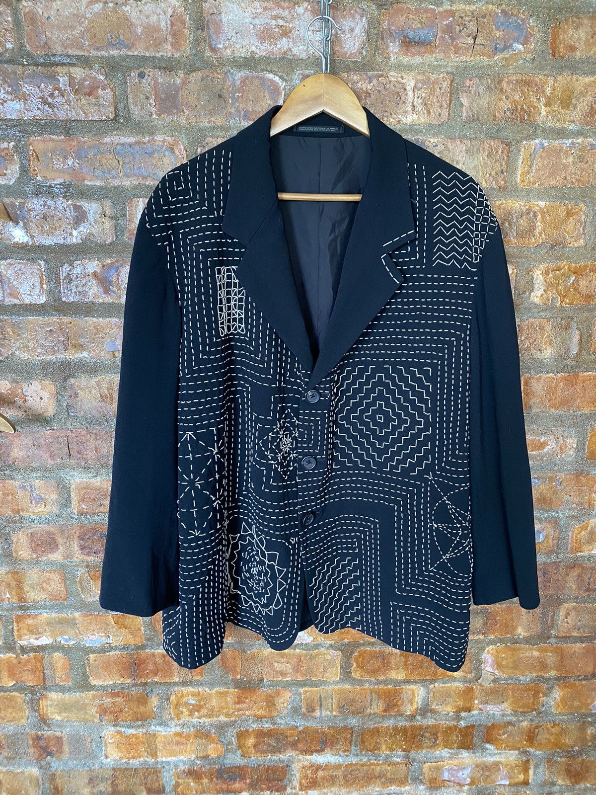 Yohji Yamamoto SS1995 Yohji Yamamoto POUR HOMME sashiko Robin Williams Size US L / EU 52-54 / 3 - 3 Thumbnail