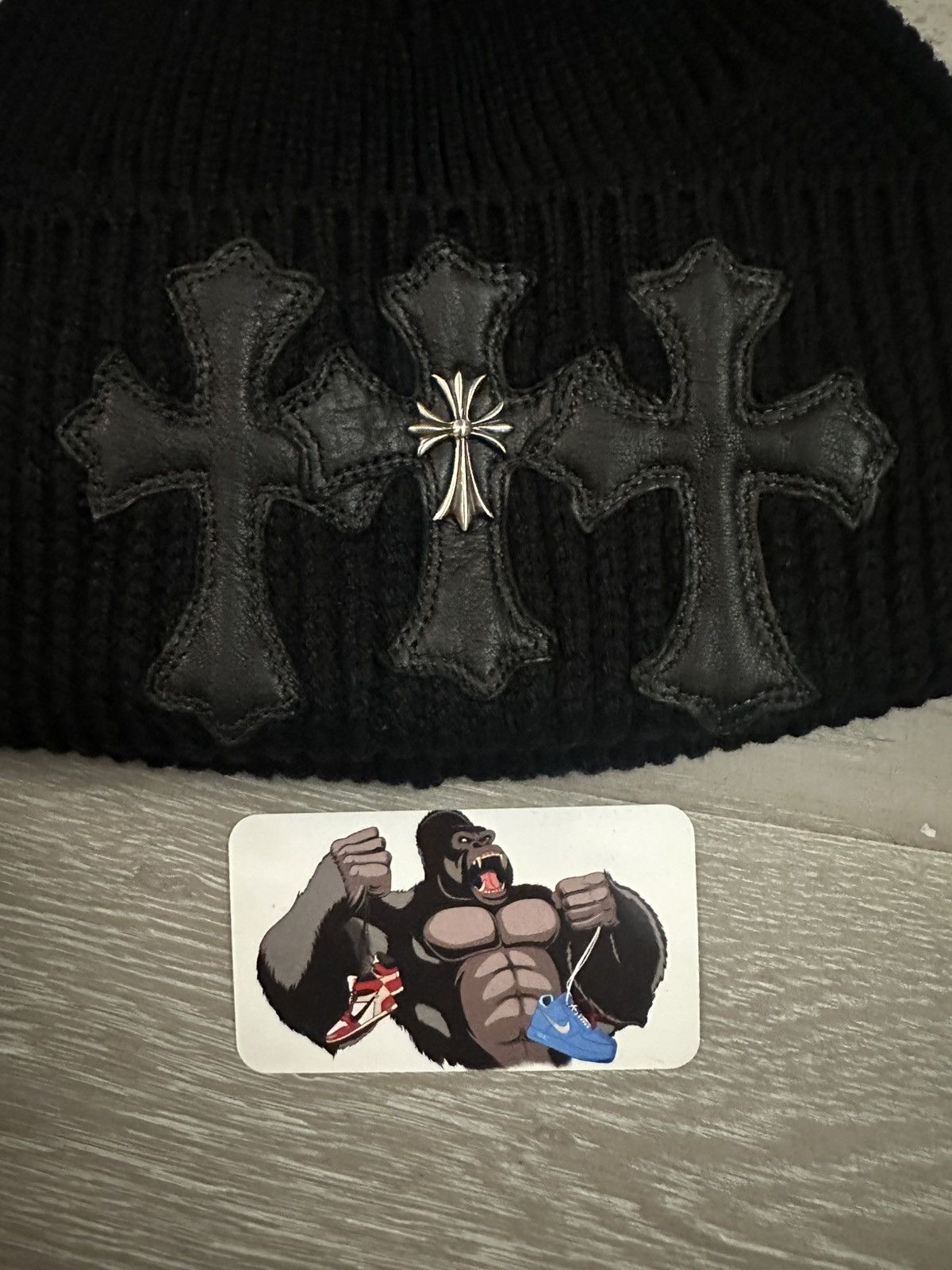 Chrome Hearts Chrome Hearts Triple Cross Patch With Sliver Cashmere Beanie Size ONE SIZE - 9 Thumbnail