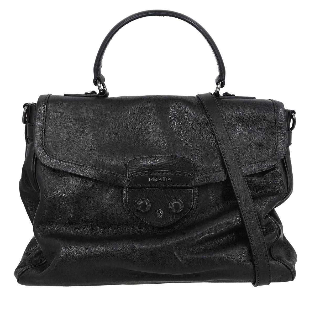 Prada Prada Convertible Pushlock Flap Satchel City Calfskin Size ONE SIZE - 1 Thumbnail