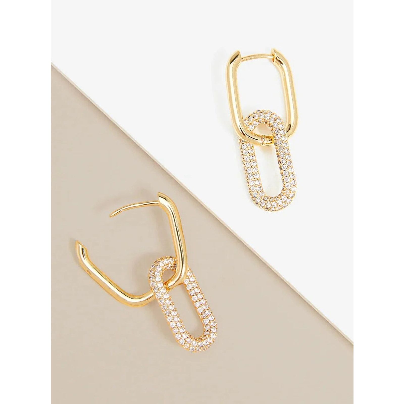 Anthropologie New Anthropologie Pave Crystal Drop Gold Plated Earrings Size ONE SIZE - 2 Thumbnail