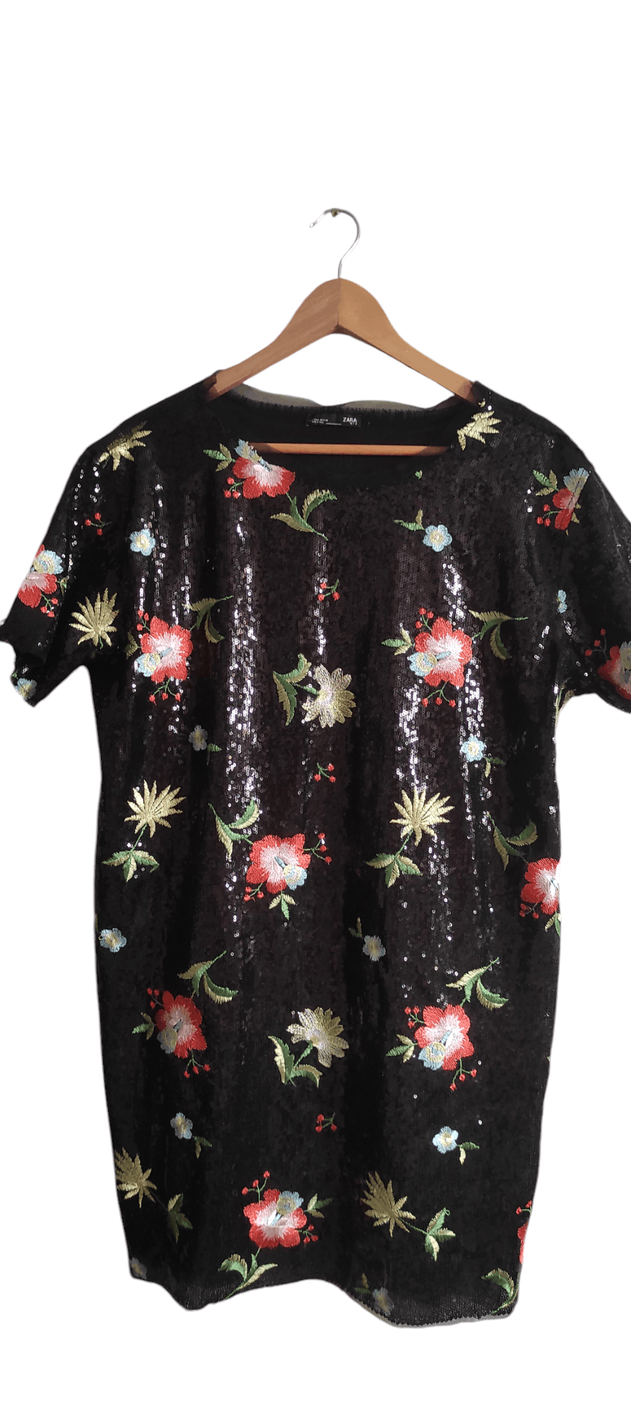 Zara ZARA Sequin Embroidered Flowers Short Sleeve Party Dress | Grailed