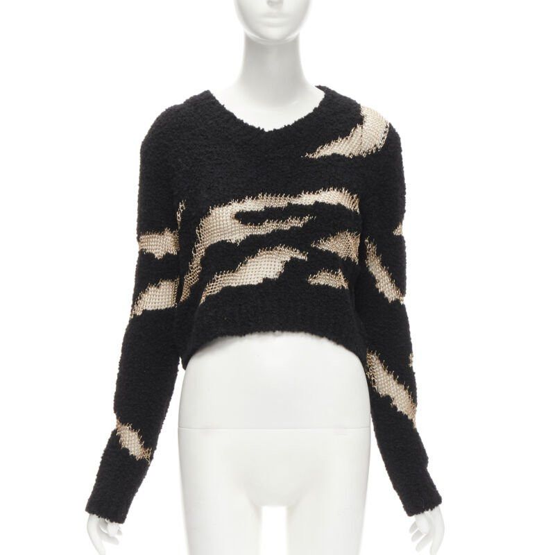 PHILOSOPHY DI LORENZO SERAFINI gold lattice sheer black slouchy sweater top IT38