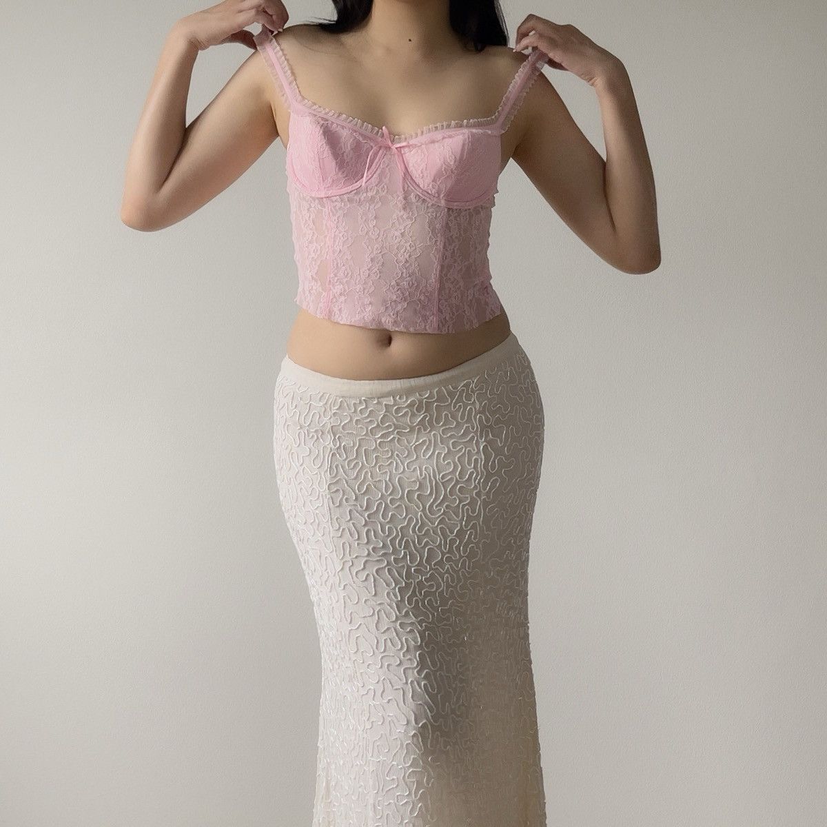 Victoria's Secret Victoria’s Secret Pink Floral Lace Bustier Top (S–M) Size M / US 6-8 / IT 42-44 - 2 Thumbnail