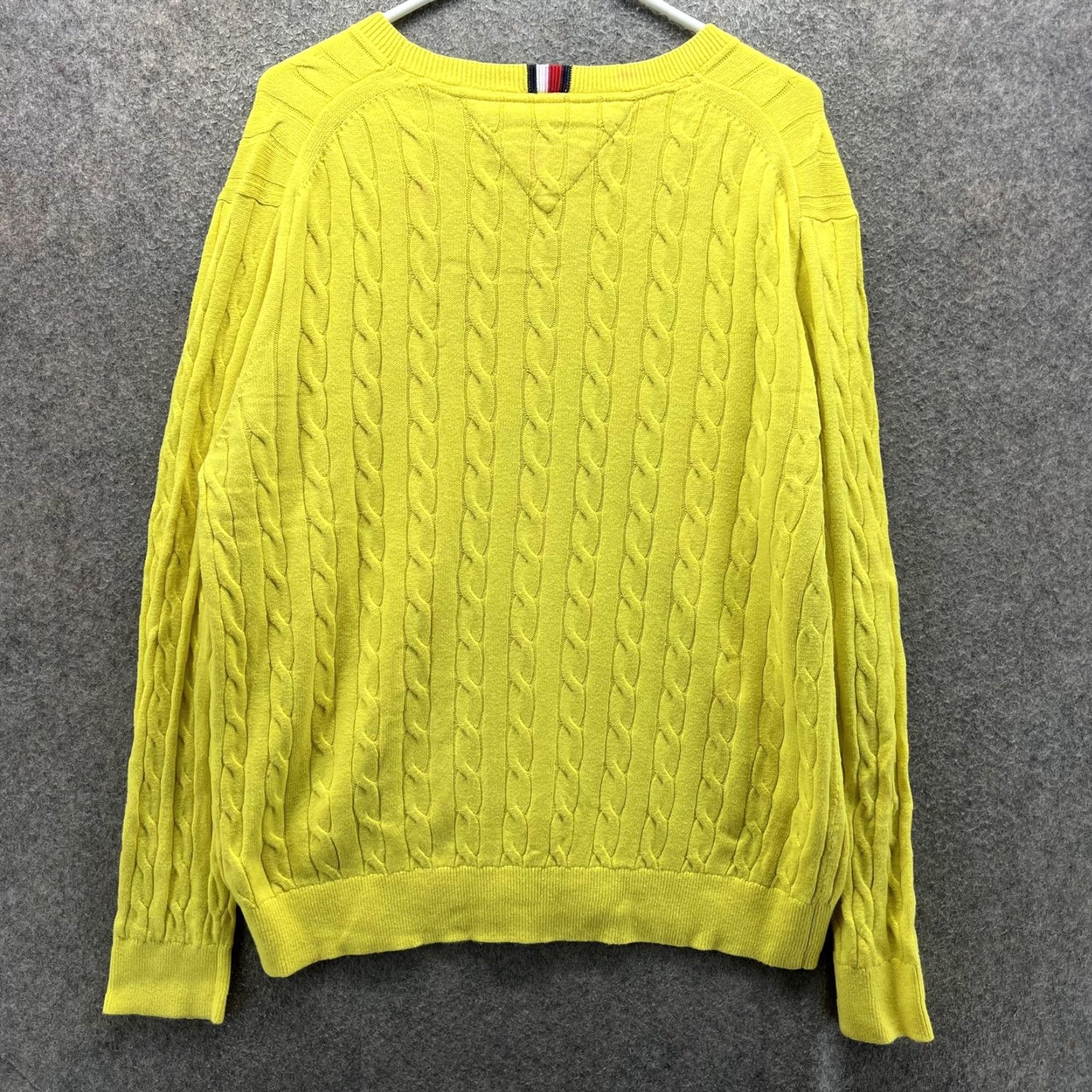 Tommy Hilfiger Tommy Hilfiger Sweater Mens XL Yellow Cotton Cable Knit Crewneck Pullover Logo Size US XL / EU 56 / 4 - 2 Thumbnail