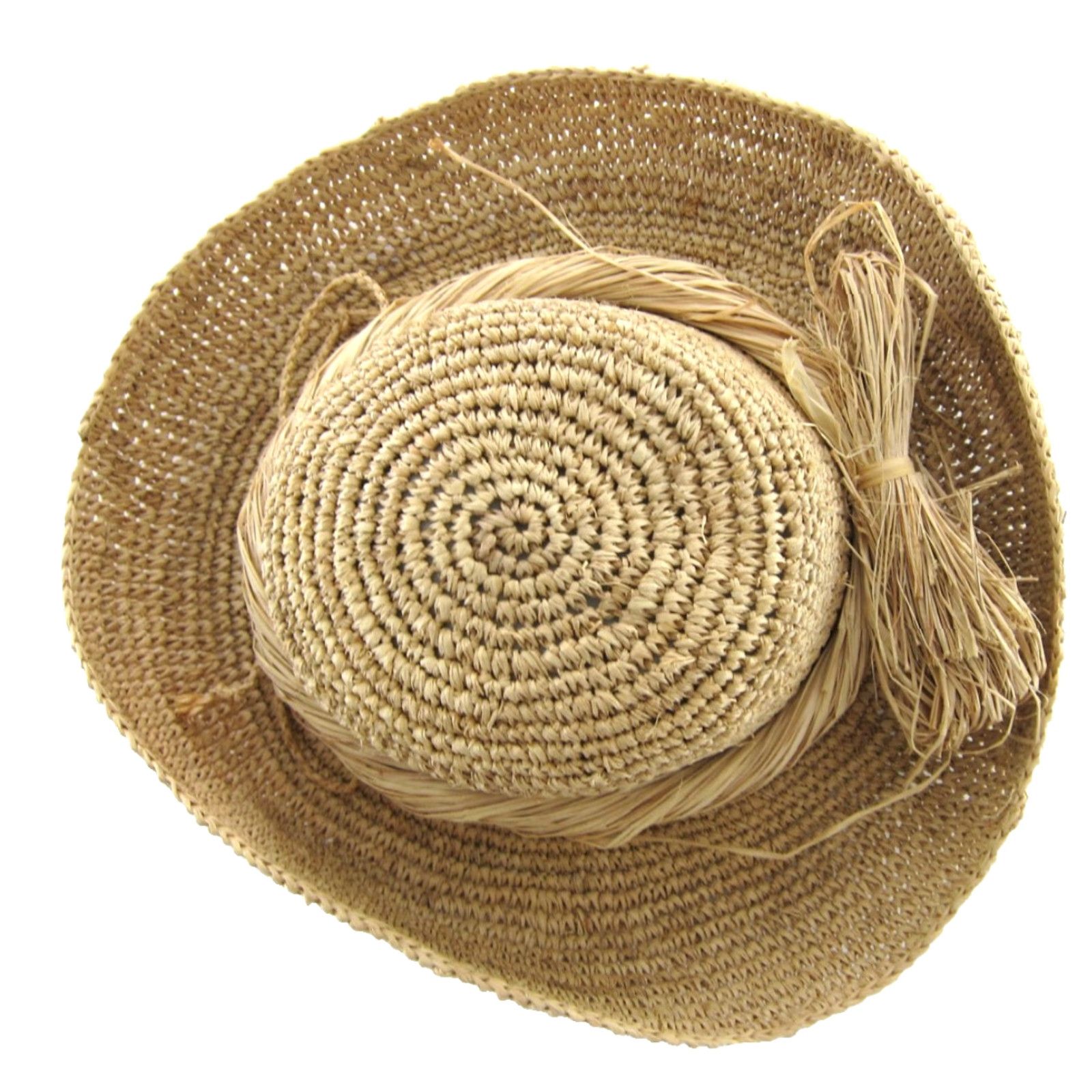 Vintage Corroboree HAT CO. AUSTRALIA Women's Packable Woven Natural Beach Hat S-M Beach Hat Womens Packable Wide Brim 90s Derby Wedding Summer Spring Beige Size ONE SIZE - 5 Thumbnail