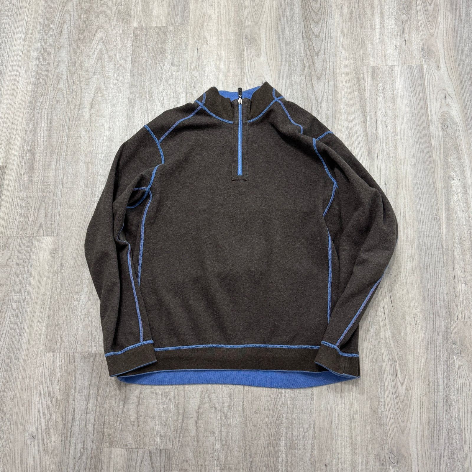 Tommy Bahama Tommy Bahama Reversible 1/4 Zip Men's Large Blue Gray Size US L / EU 52-54 / 3 - 5 Thumbnail