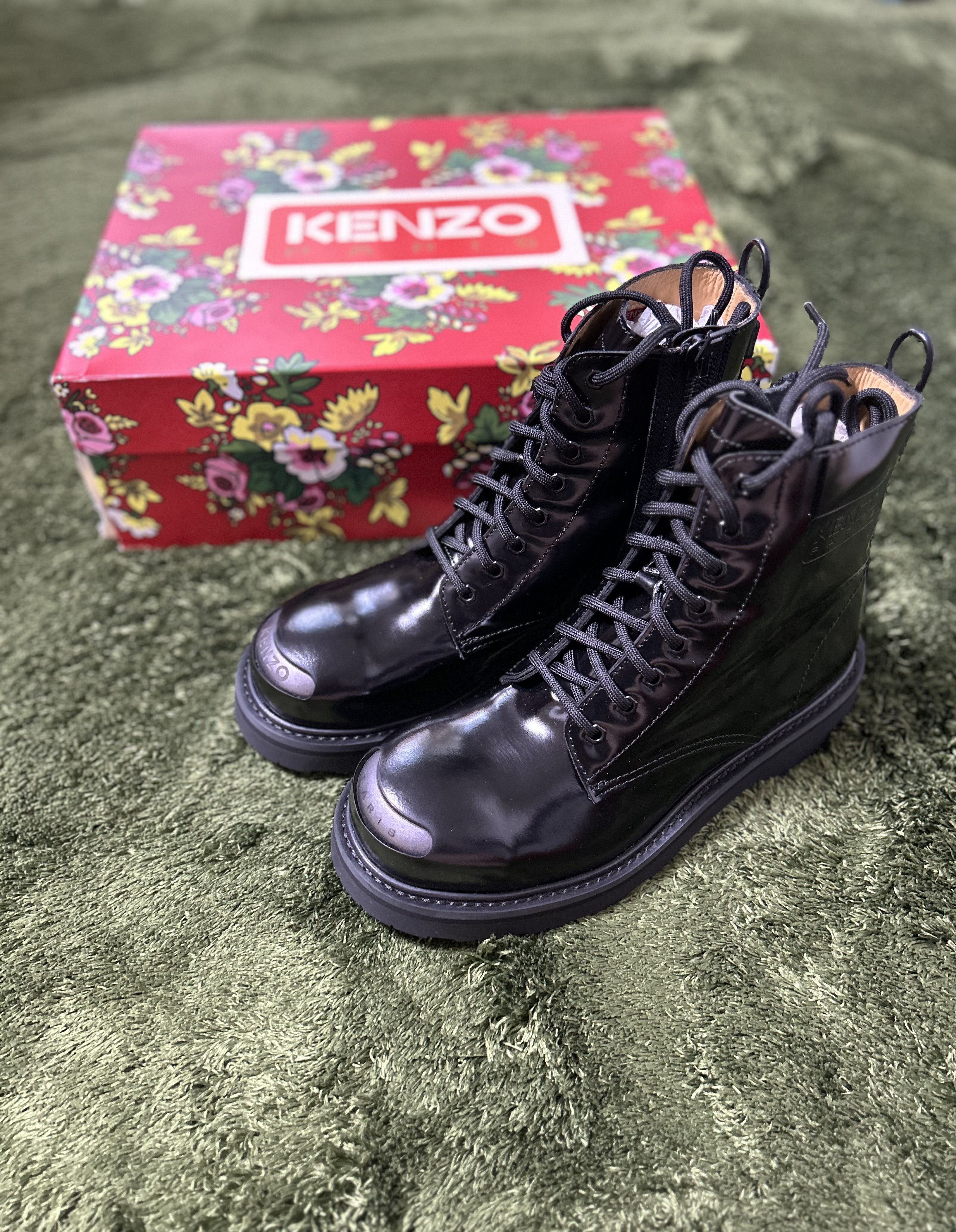 Kenzo Nigo 43 KENZO SMILE LACE UP LEATHER BOOTS BLACK Grailed
