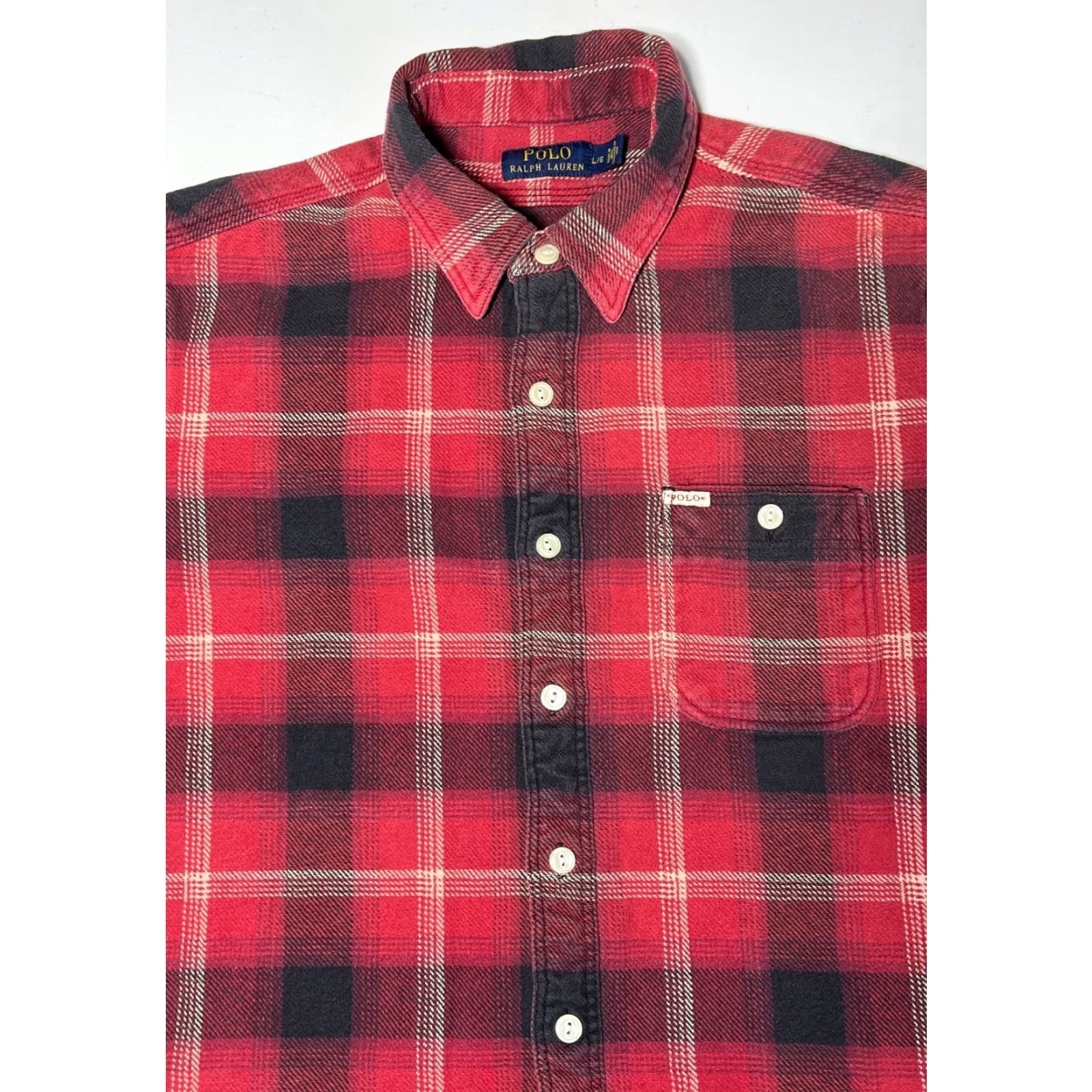 Polo Ralph Lauren VINTAGE Polo Ralph Lauren Shirt Mens Plaid Heavyweight Flannel Sz L Red Black Button-Up Pockets - Classic Americana, Designer, Workwear Size US L / EU 52-54 / 3 - 4 Thumbnail