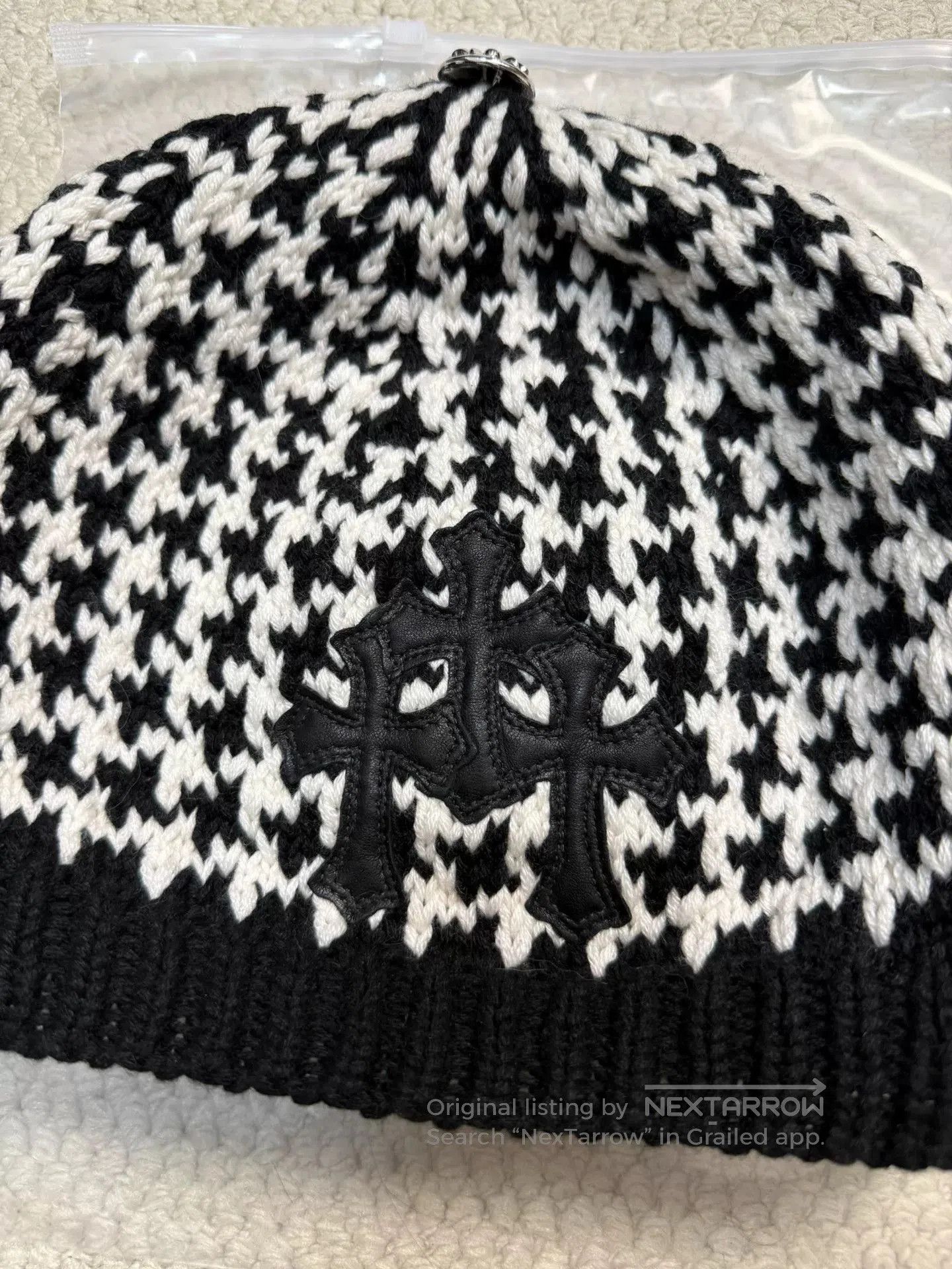Chrome Hearts Chrome Hearts Cross Leather Patch Houndstooth Cashmere Bean Size ONE SIZE - 3 Thumbnail