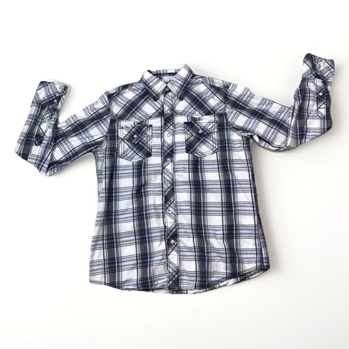 Vintage BKE Buckle Jeans Pearl Snap Western Plaid Slim Fit Shirt Medium-12910 Size US M / EU 48-50 / 2 - 2 Thumbnail