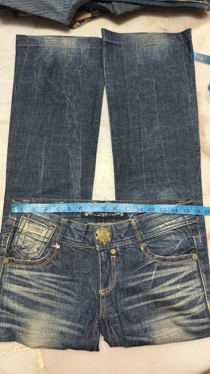 Japanese Brand 💥Insane Flared Red Pepper Butterfly Embroidery Mudwash Jeans Size US 30 / EU 46 - 21 Thumbnail