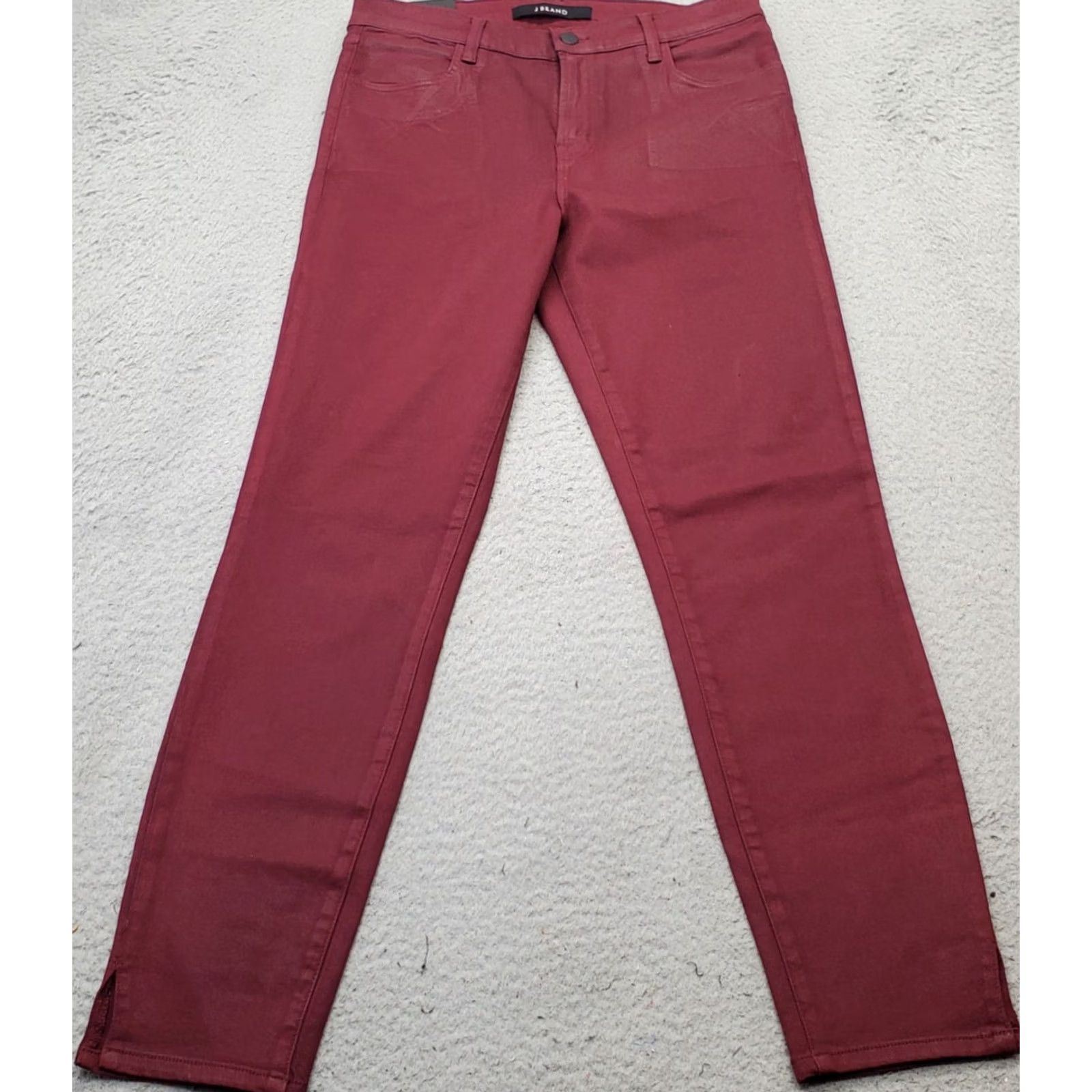 J Brand J Brand Skinny Jeans Womens 30 Burgundy Denim Flat Front Ankle Slit Streetwear Jeans Size 30" / US 8 / IT 44 - 2 Thumbnail