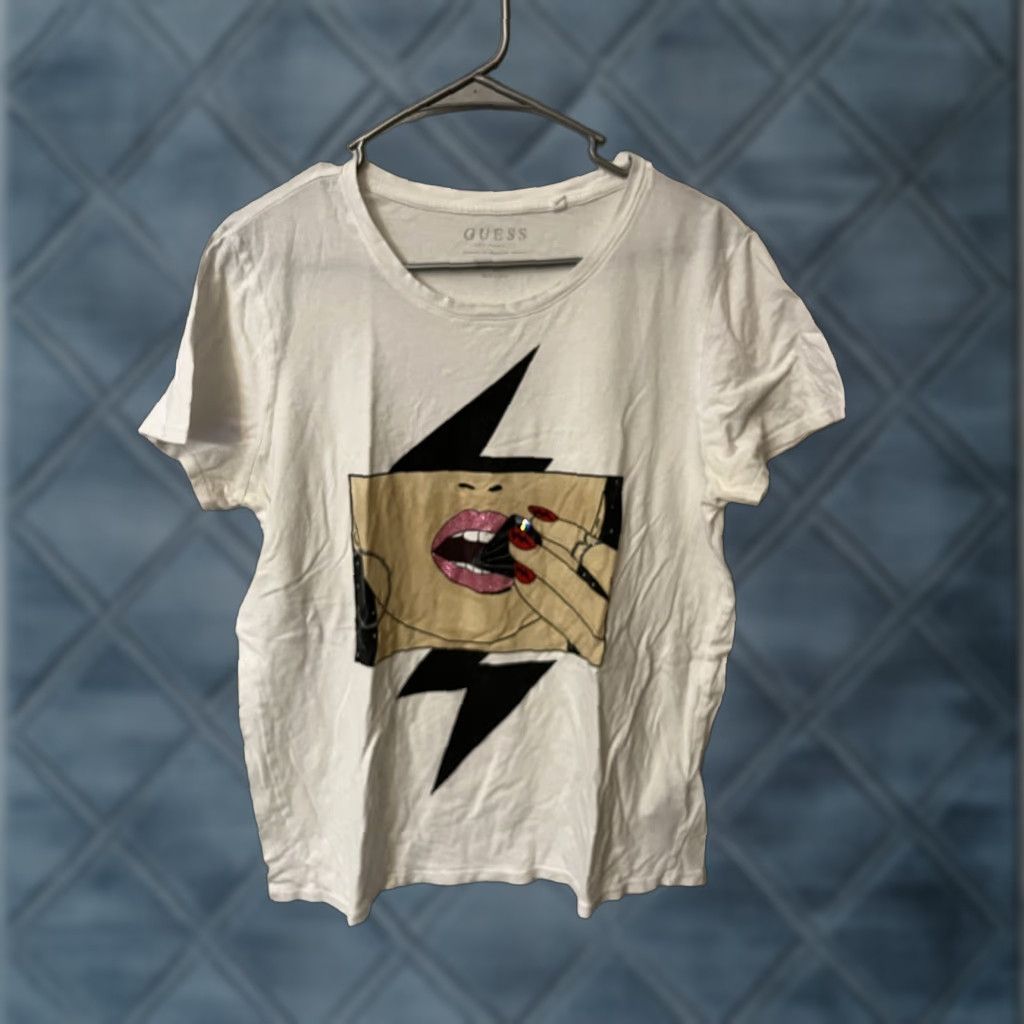 Guess Guess T-Shirt Mens Large White Graphic Logo Crew Neck Pullover Stretch Casual Size US L / EU 52-54 / 3 - 1 Thumbnail