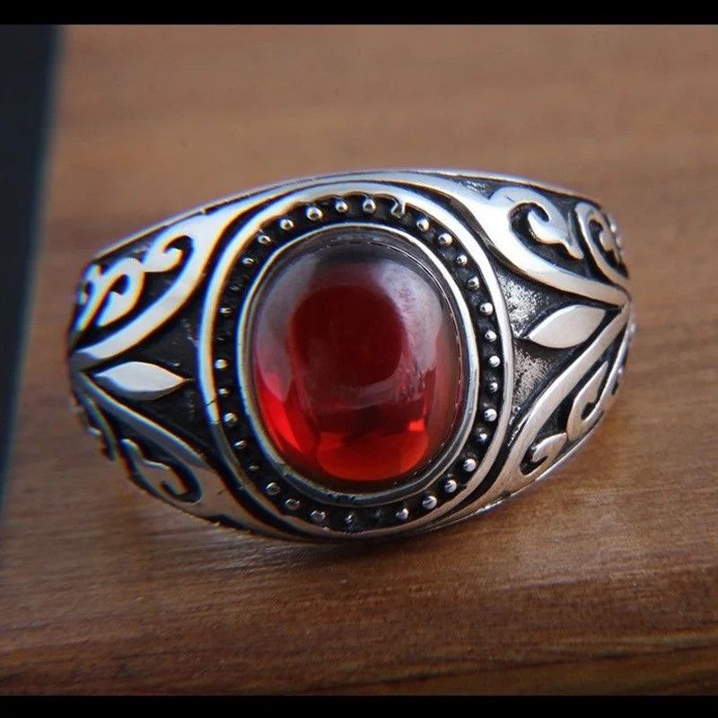 Jewelry × Vintage Retro Resin Red Flower Pattern Ring Size ONE SIZE - 4 Thumbnail
