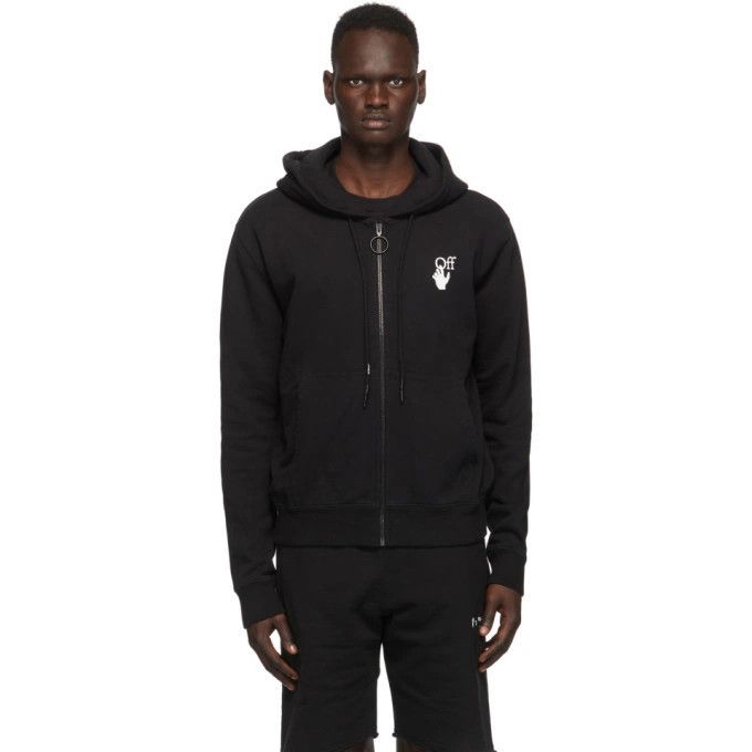 Off-White Black Embroidered Cut Here Arrows Zip Hoodie Size US L / EU 52-54 / 3 - 3 Thumbnail