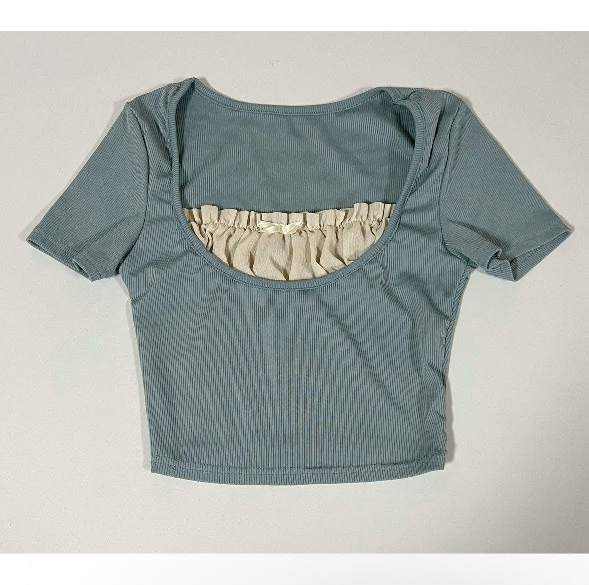 Japanese Brand Blue Layered Short Sleeve Shirt Crop Top Blouse Tee Size XS✨ Size XS / US 0-2 / IT 36-38 - 1 Thumbnail