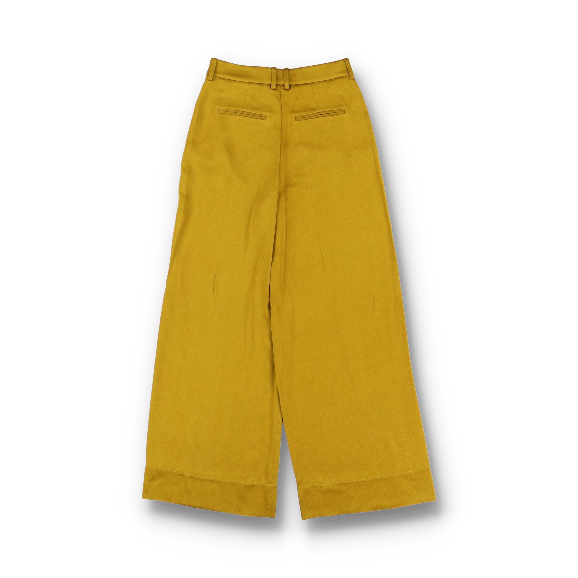 Saint Laurent Paris Yellow Satin Wide-Leg High-Waisted Trousers Size 25" / US 0 / IT 36 - 9 Thumbnail