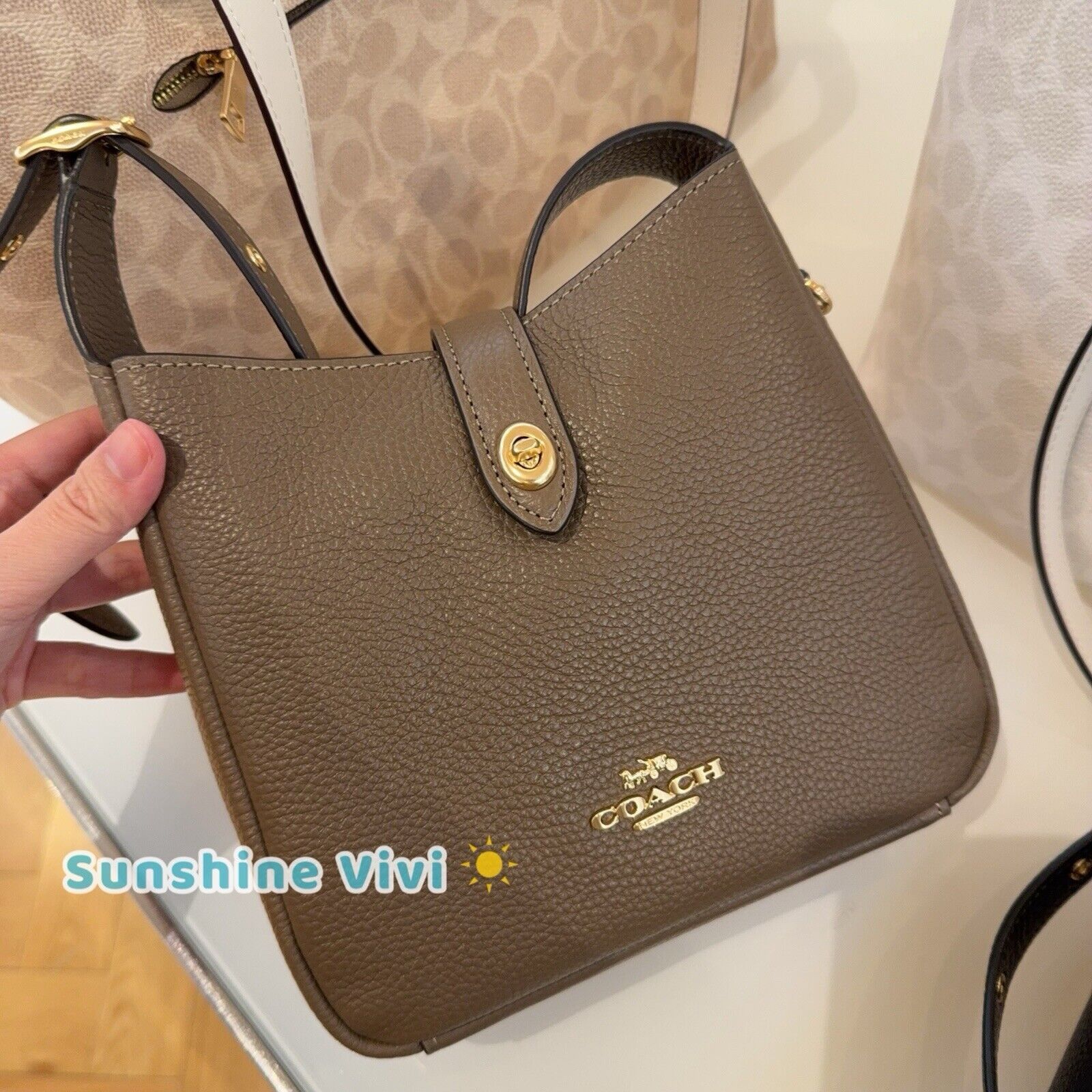 Coach NWT Coach Hadley Mini Crossbody Bag CAL60 Gold/Dark Stone Size ONE SIZE - 1 Thumbnail