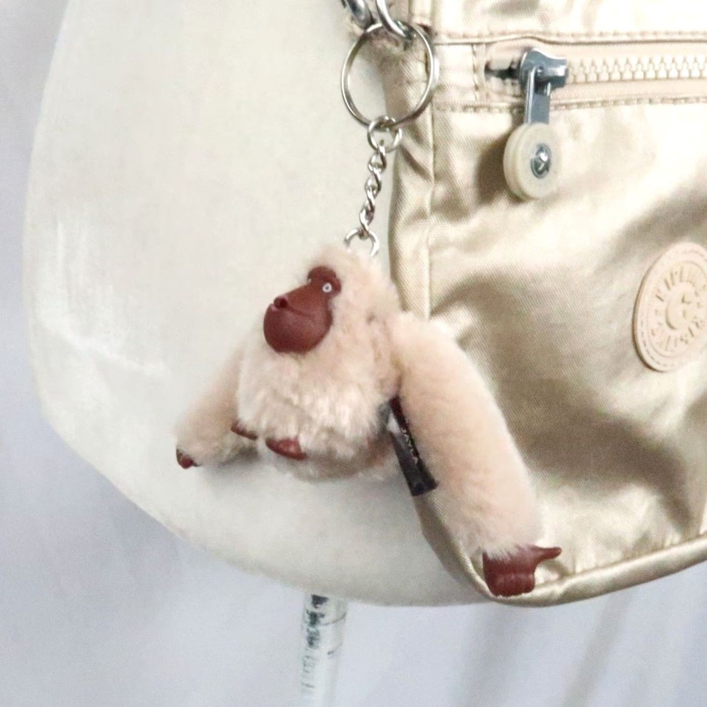 Vintage Kipling Crossbody Bag Gold Nylon Small Women Zip Purse w/ Gorilla Charm Keychain Size ONE SIZE - 5 Thumbnail