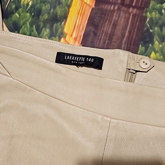Lafayette 148 Lafayette 148 New York Cream Beige Leather Pants Size Large Size 34" / US 12 / IT 48 - 4 Thumbnail