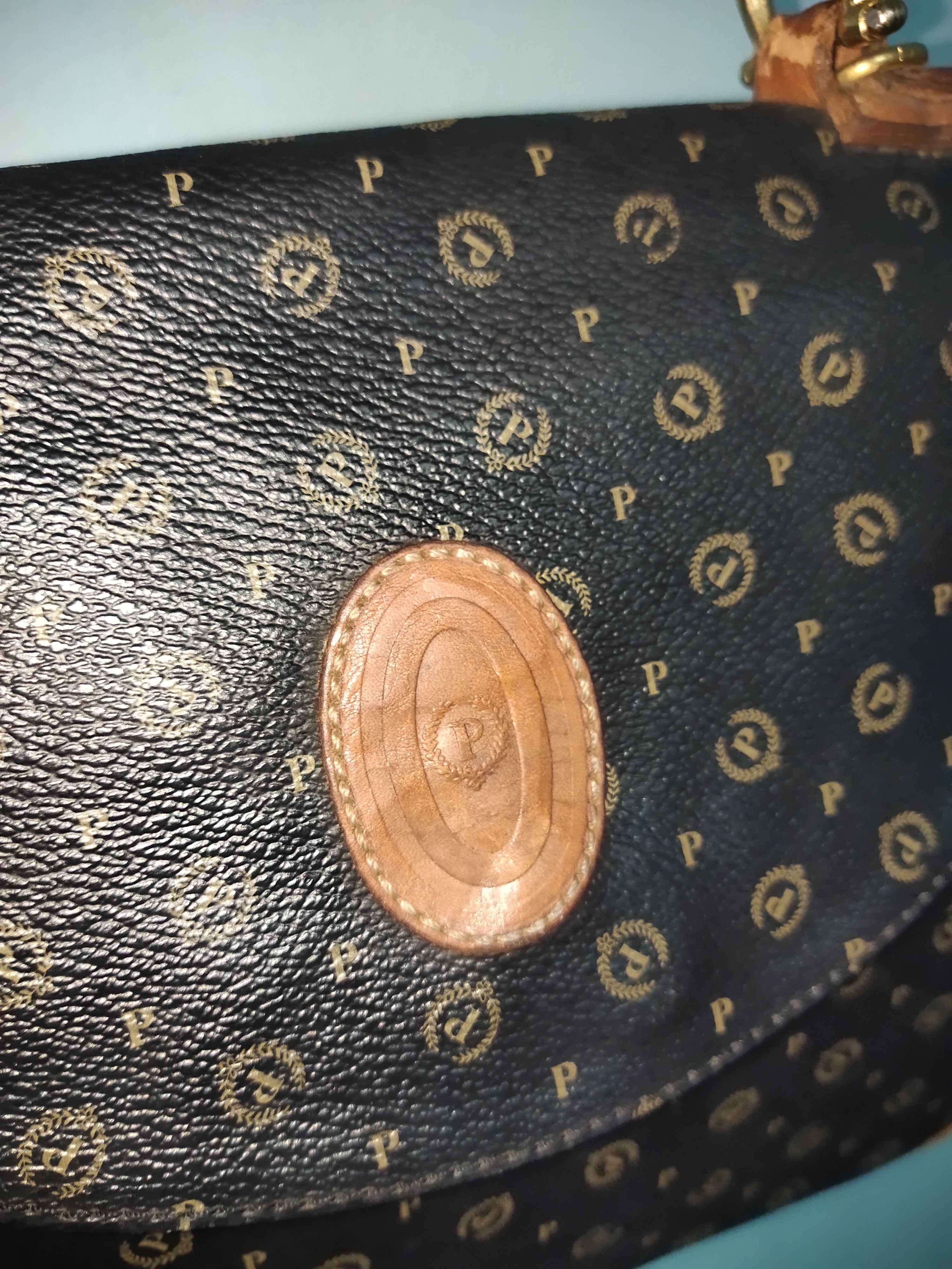 Leather × Pollini Pollini Monogram Leather Handle Bag Size ONE SIZE - 6 Thumbnail