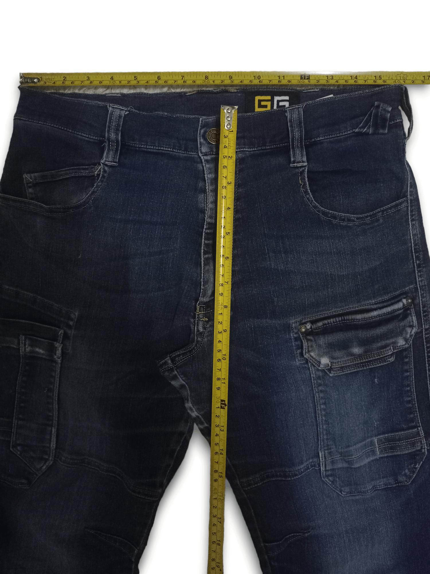 Japanese Brand Vintage Japanese Brand Blue Wash Distressed Cargo Pants Size US 32 / EU 48 - 10 Thumbnail