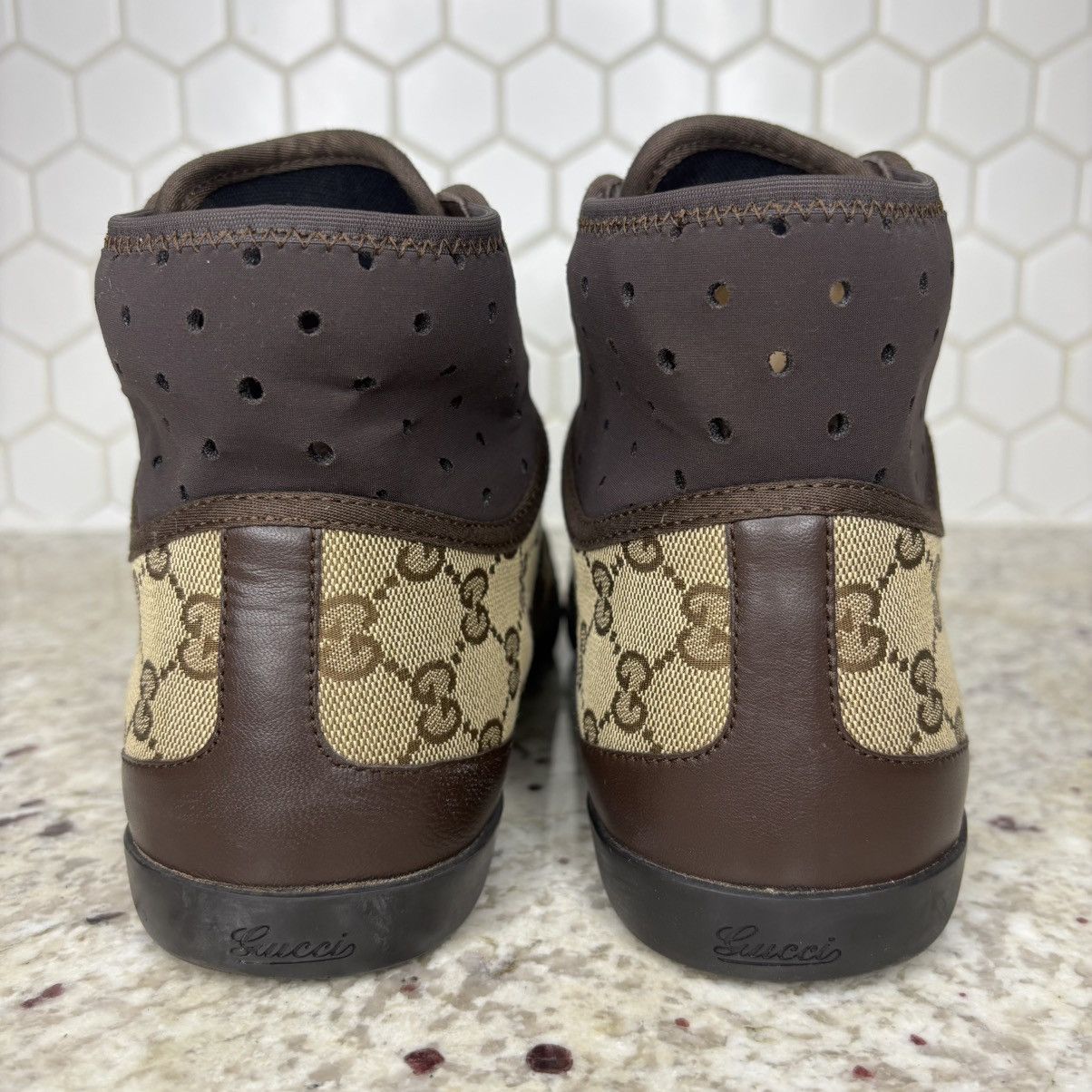 Gucci Size 7-Gucci California Striped High 'Beige Ebony' clean W/B Size US 7 / EU 40 - 9 Thumbnail