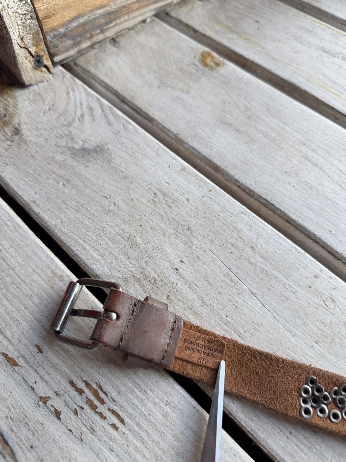 Vintage Vintage Japanese Leather Punk Emo Rock Goth Y2K Drill belt Size ONE SIZE - 7 Thumbnail
