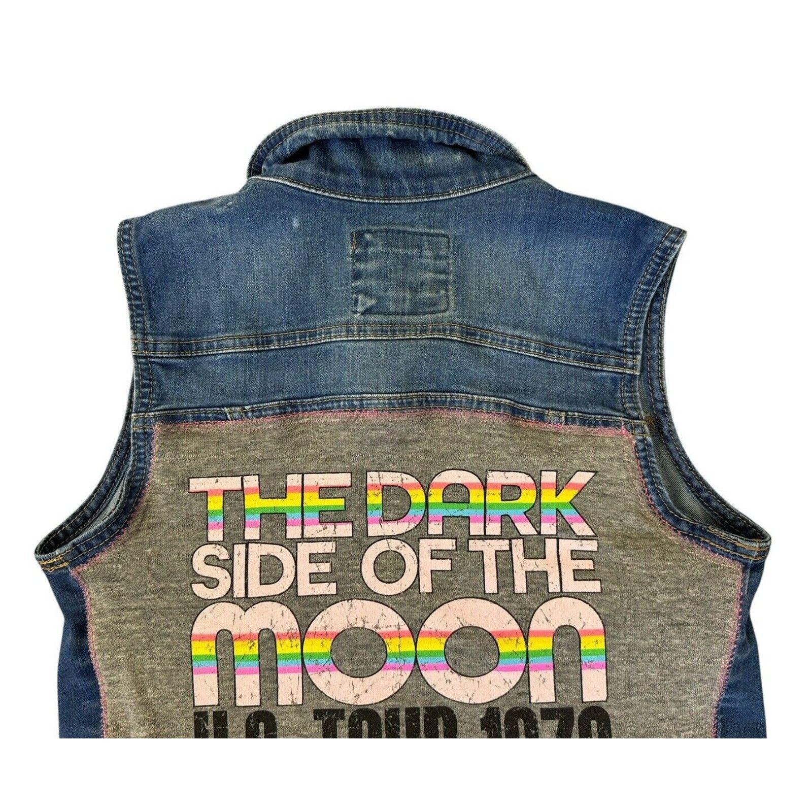 Pink Floyd PINK FLOYD 70s Vintage Retro Upcycled Denim Rainbow Vest S Size S / US 4 / IT 40 - 7 Thumbnail