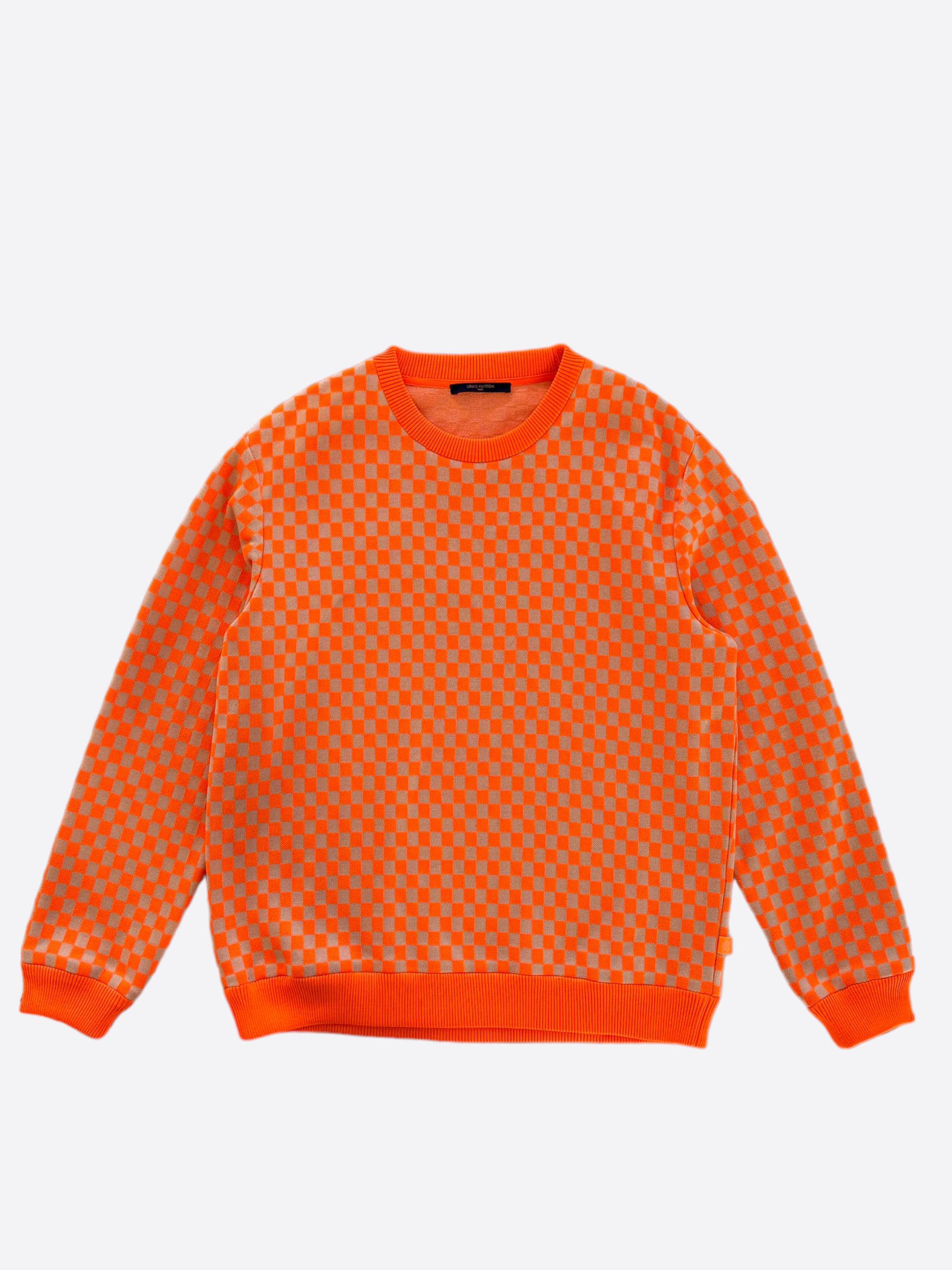 Image of Louis Vuitton Orange Damier Sweater, Men's (Size 2XL)