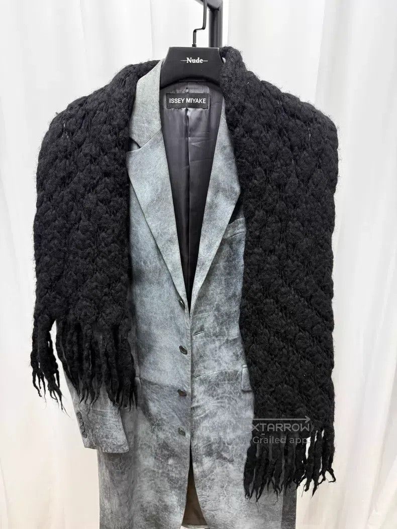 Yohji Yamamoto Yohji Yamamoto Wool Heavy Dark Scarf Size ONE SIZE - 6 Thumbnail